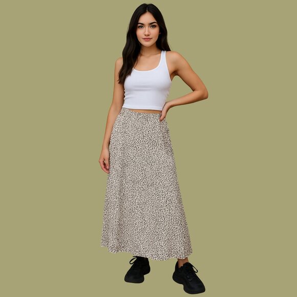 🖤 Wishlist Cream & Black Animal Print Midi Skirt (Size S) - Picture 1 of 7